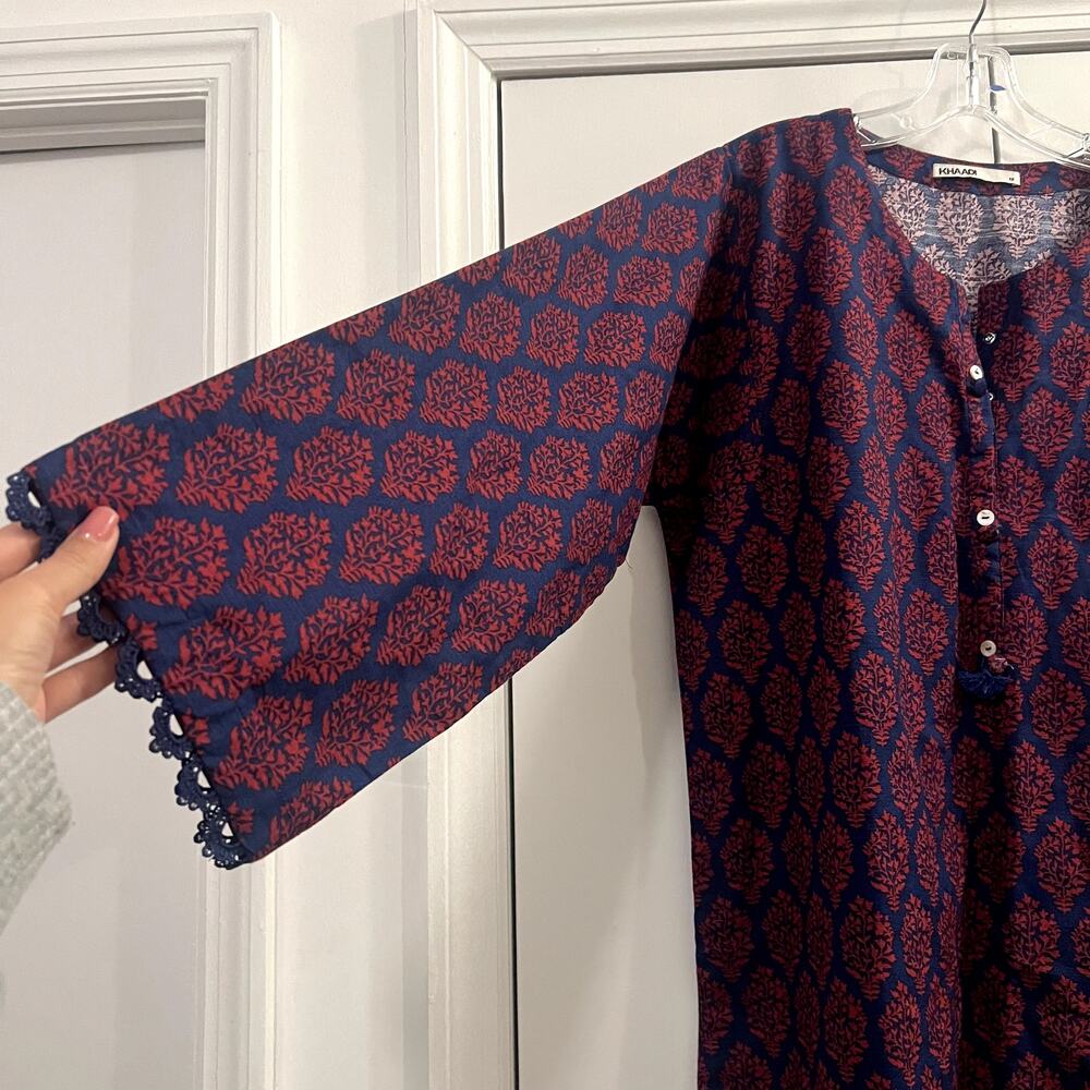 Khaadi pakistani long top size 12 purple blue - Picture 2 of 5